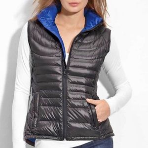 Bernardo Puffer Lightweight Goose Down Vest Black/Blue Size Medium